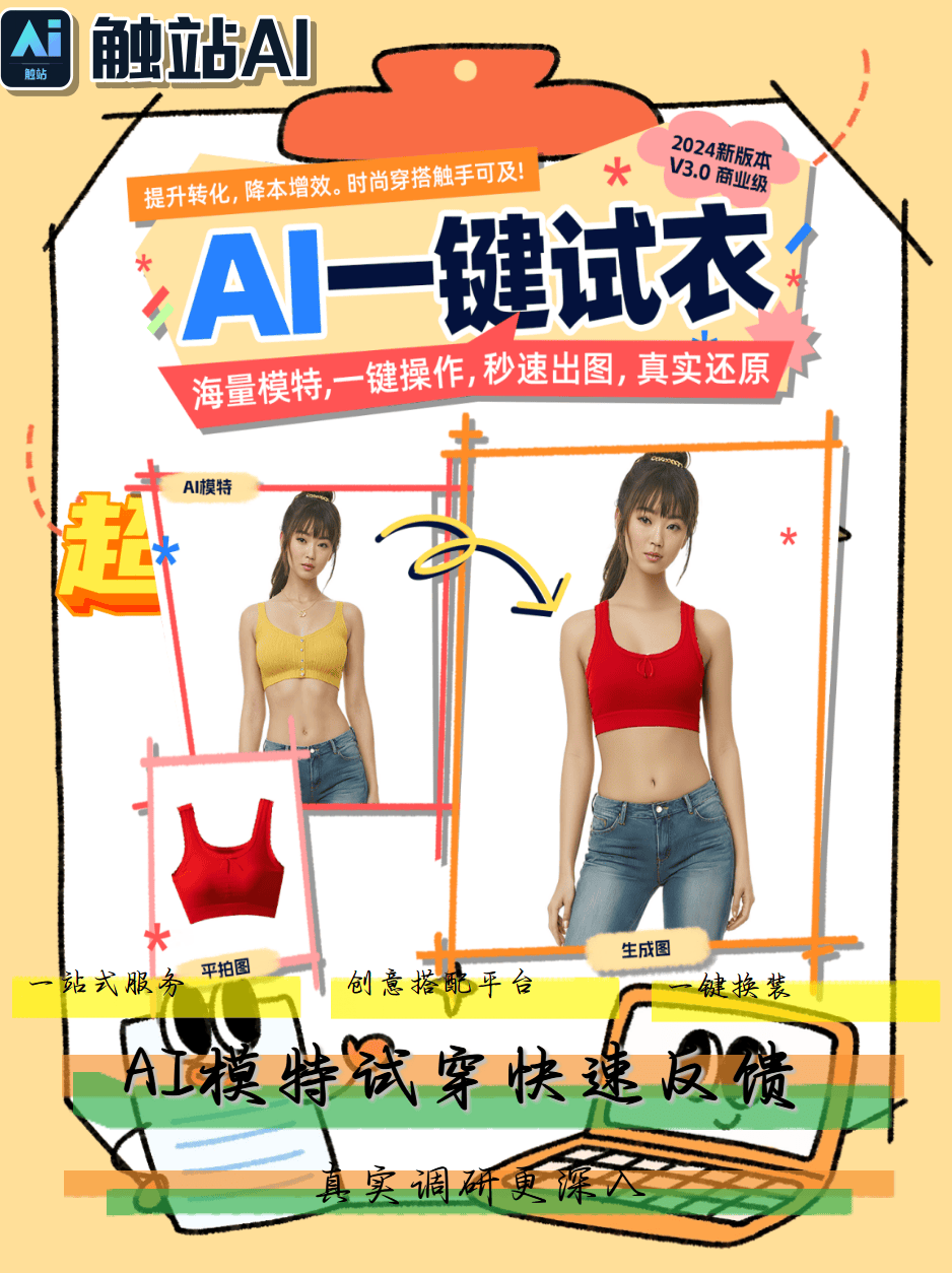 AI虚拟模特换装生成器，实测效果堪比商拍